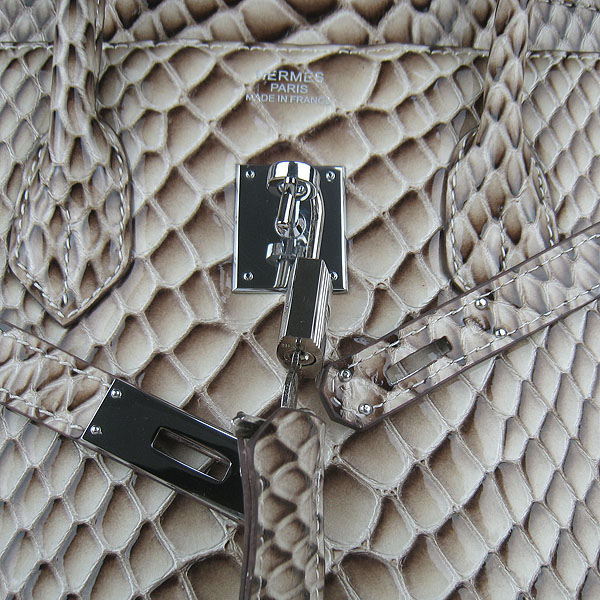 High Quality Fake Hermes Birkin 35CM Fish Veins Leather Bag Grey 6089 - Click Image to Close